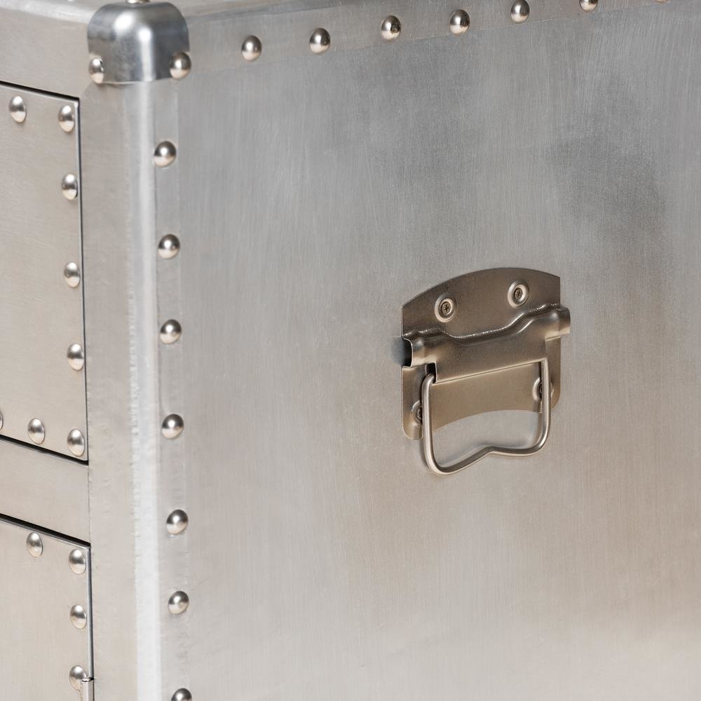 Baxton Studio Serge French Industrial Silver Metal 2-Door Accent Storage Cabinet. Picture 17
