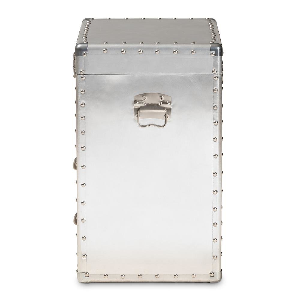 Serge French Industrial Silver Metal 2-Drawer Accent Storage Cabinet. Picture 15