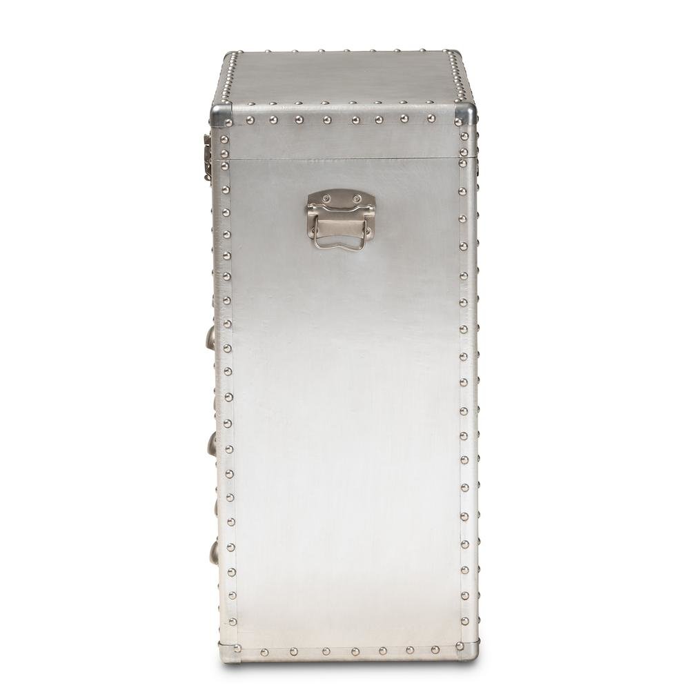Serge French Industrial Silver Metal 3-Drawer Accent Storage Cabinet. Picture 15