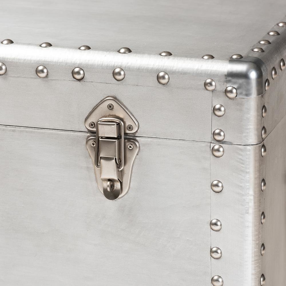 Serge French Industrial Silver Metal 3-Drawer Accent Storage Cabinet. Picture 17