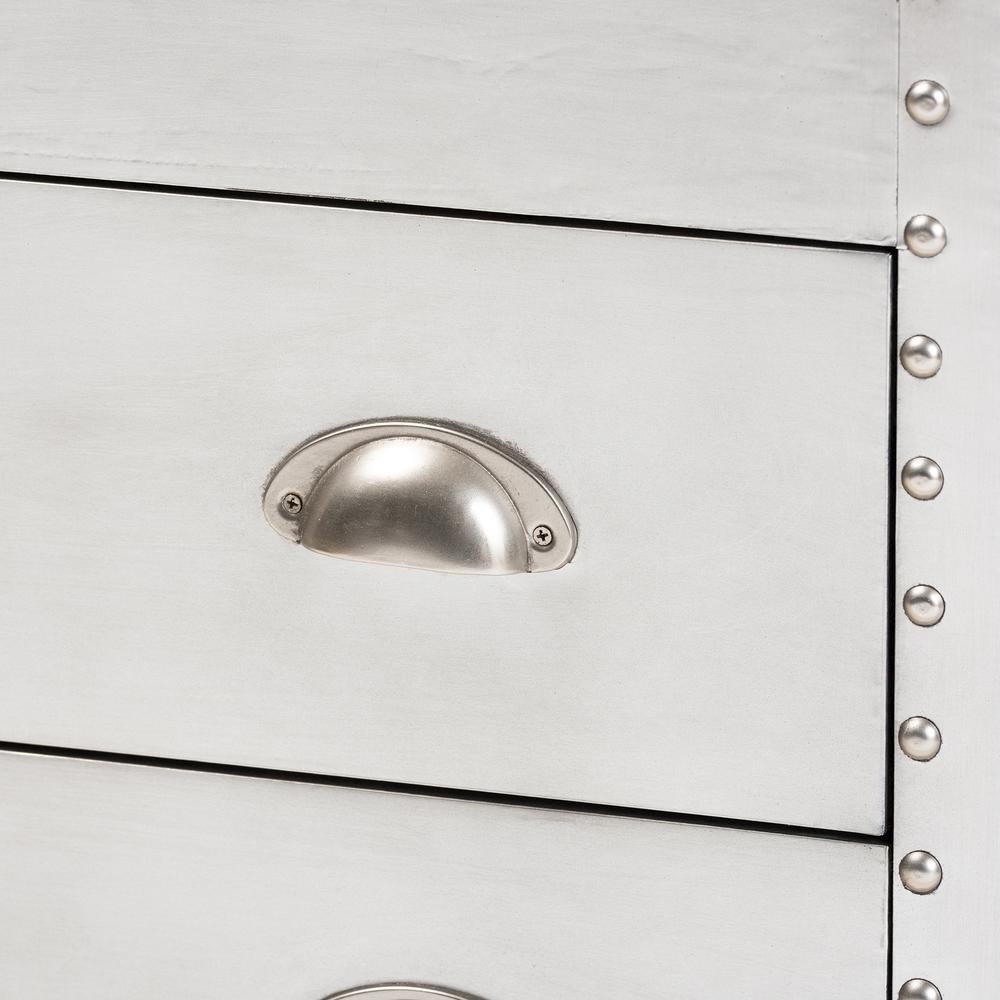 Serge French Industrial Silver Metal 3-Drawer Accent Storage Cabinet. Picture 18