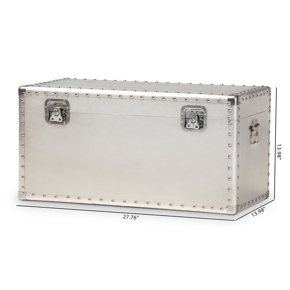 Baxton Studio Serge French Industrial Silver Metal Storage Trunk. Picture 20