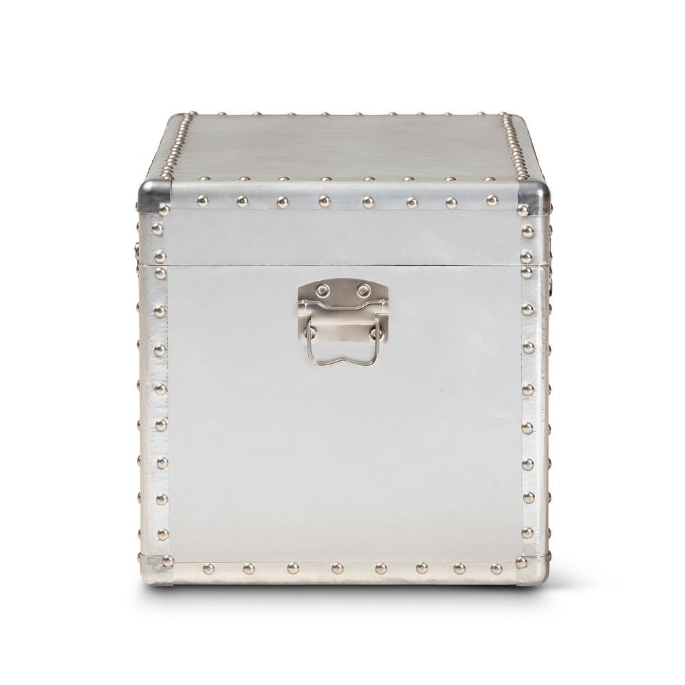 Baxton Studio Serge French Industrial Silver Metal Storage Trunk. Picture 14
