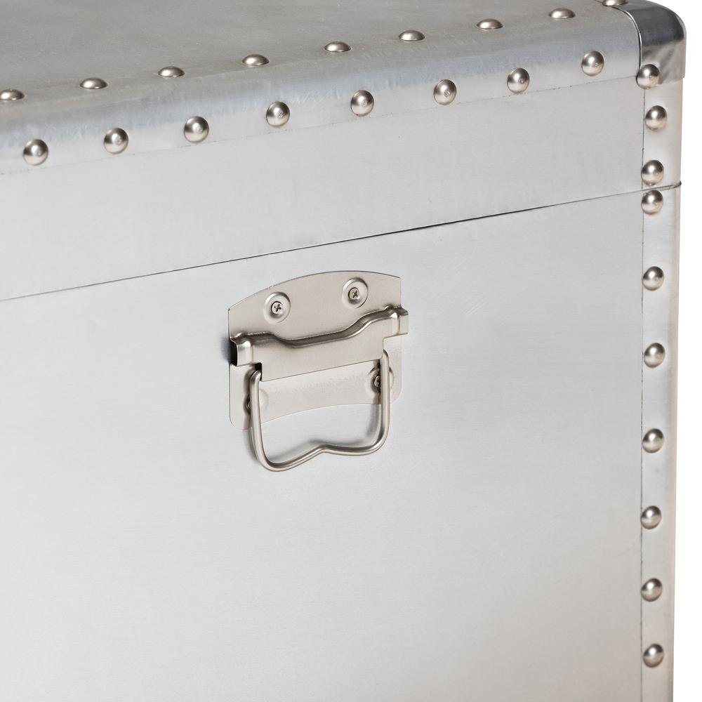 Baxton Studio Serge French Industrial Silver Metal Storage Trunk. Picture 17