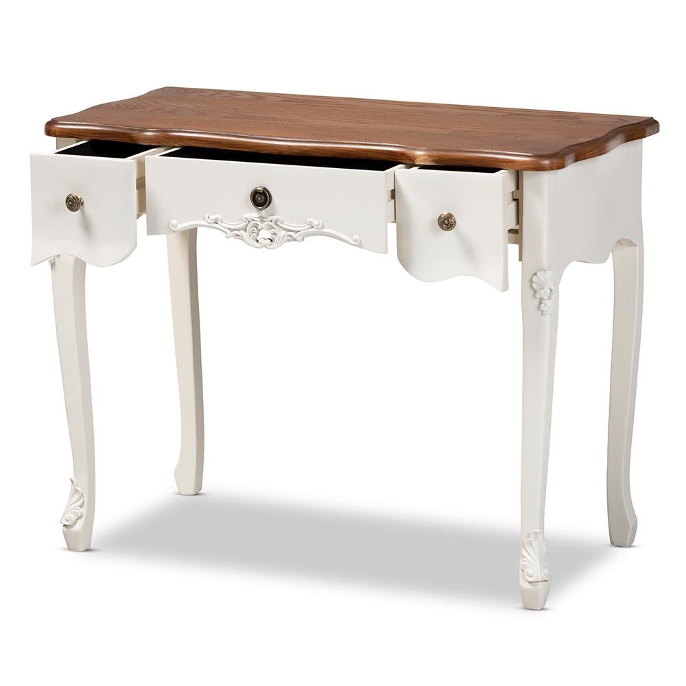 Brown Finished Small 3-Drawer Wood Console Table. Picture 11