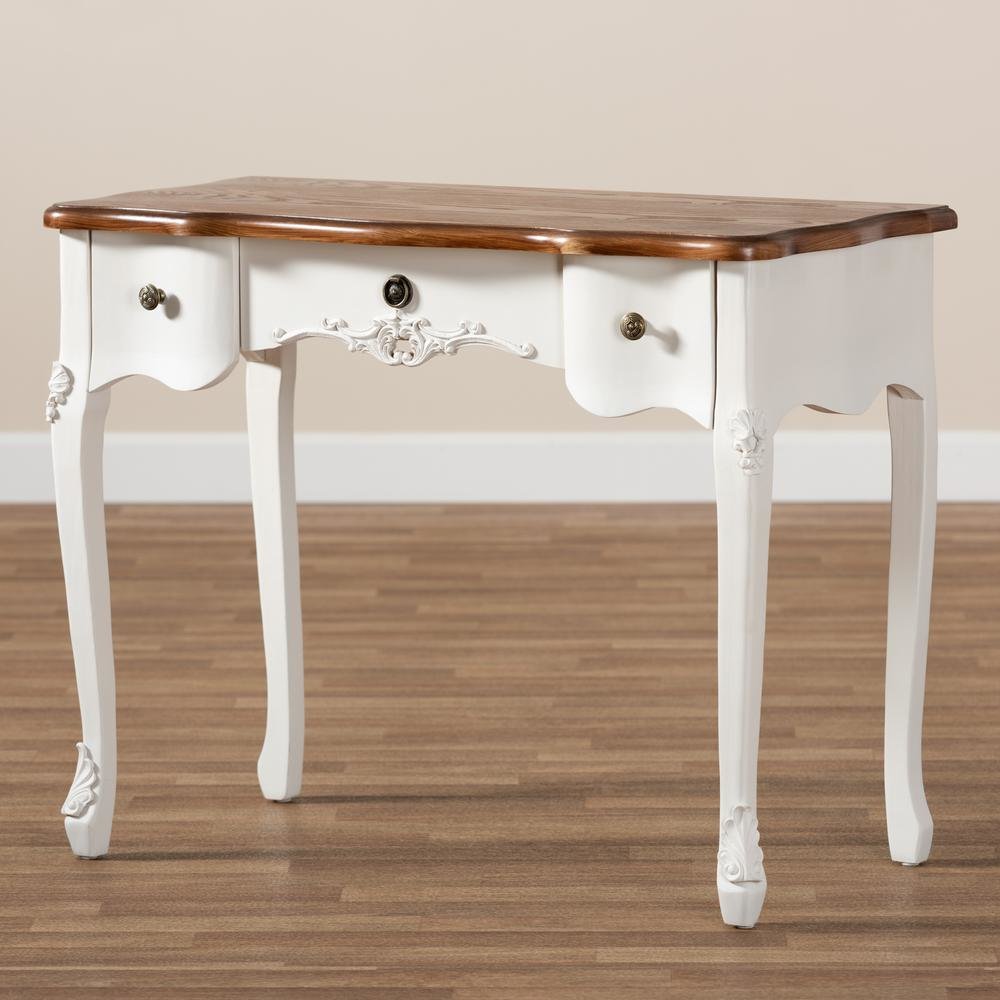 Brown Finished Small 3-Drawer Wood Console Table. Picture 17