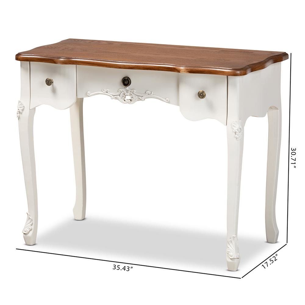 Brown Finished Small 3-Drawer Wood Console Table. Picture 18