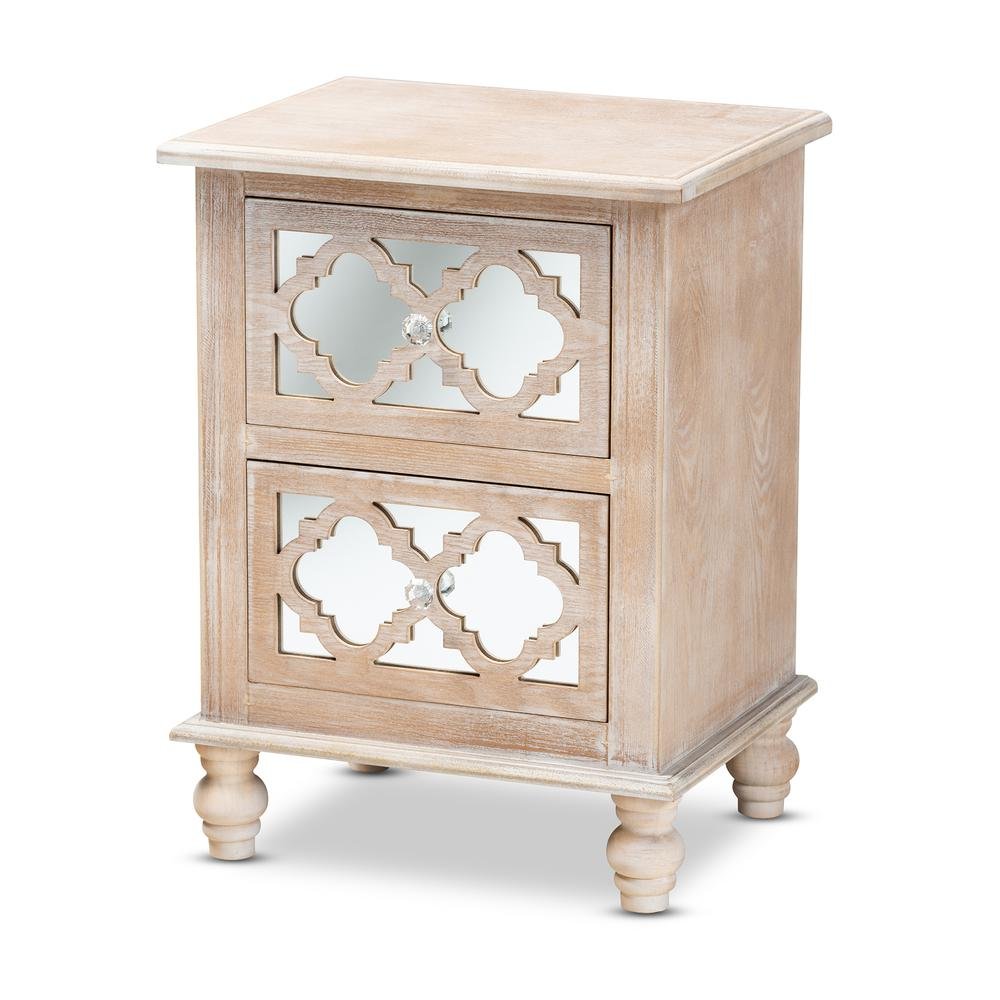 Mirror 2-Drawer Quatrefoil End Table. Picture 10