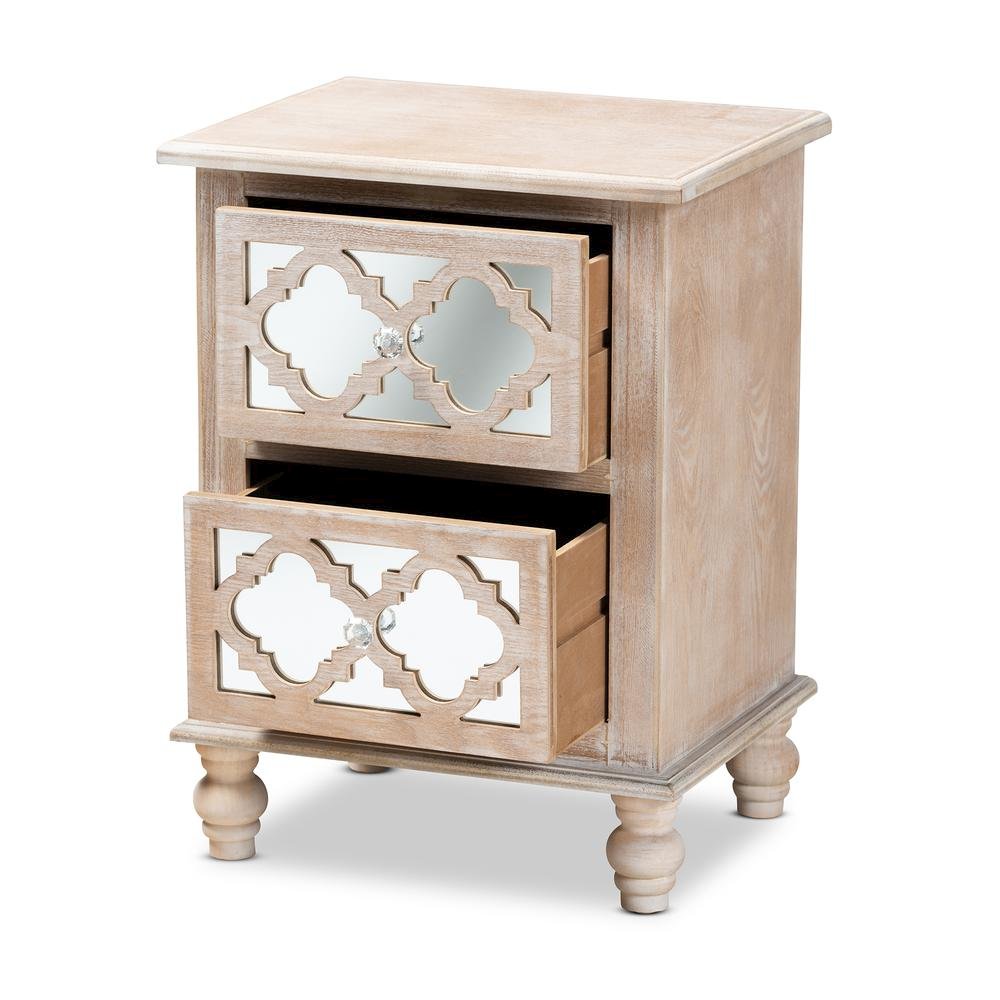 Mirror 2-Drawer Quatrefoil End Table. Picture 11