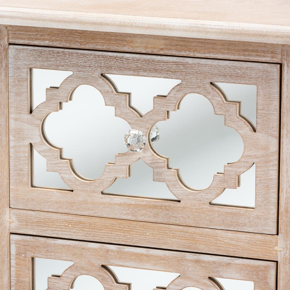 Mirror 2-Drawer Quatrefoil End Table. Picture 14