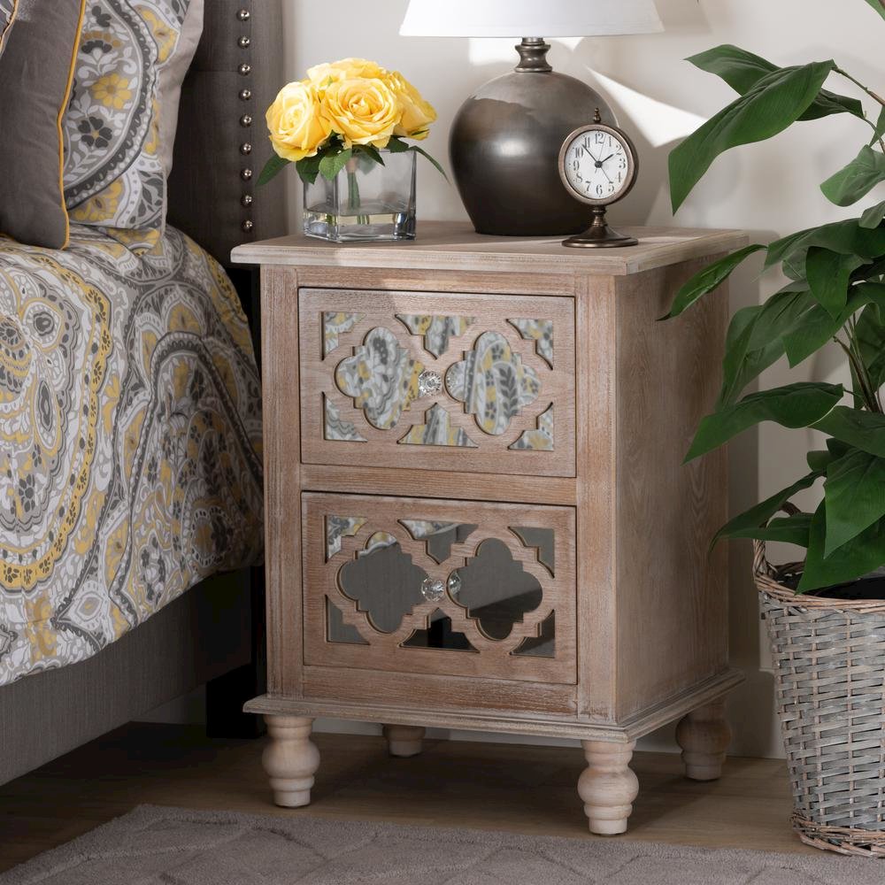 Mirror 2-Drawer Quatrefoil End Table. Picture 16