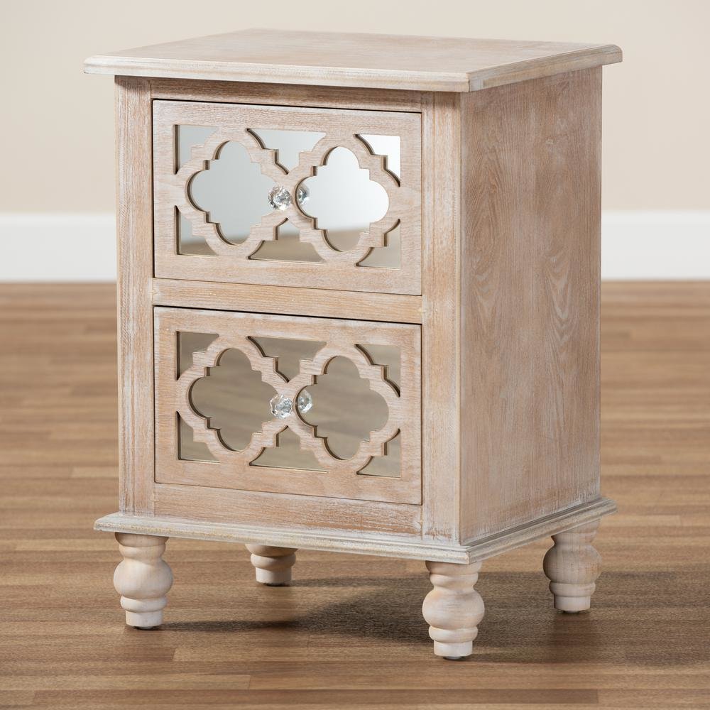 Mirror 2-Drawer Quatrefoil End Table. Picture 17