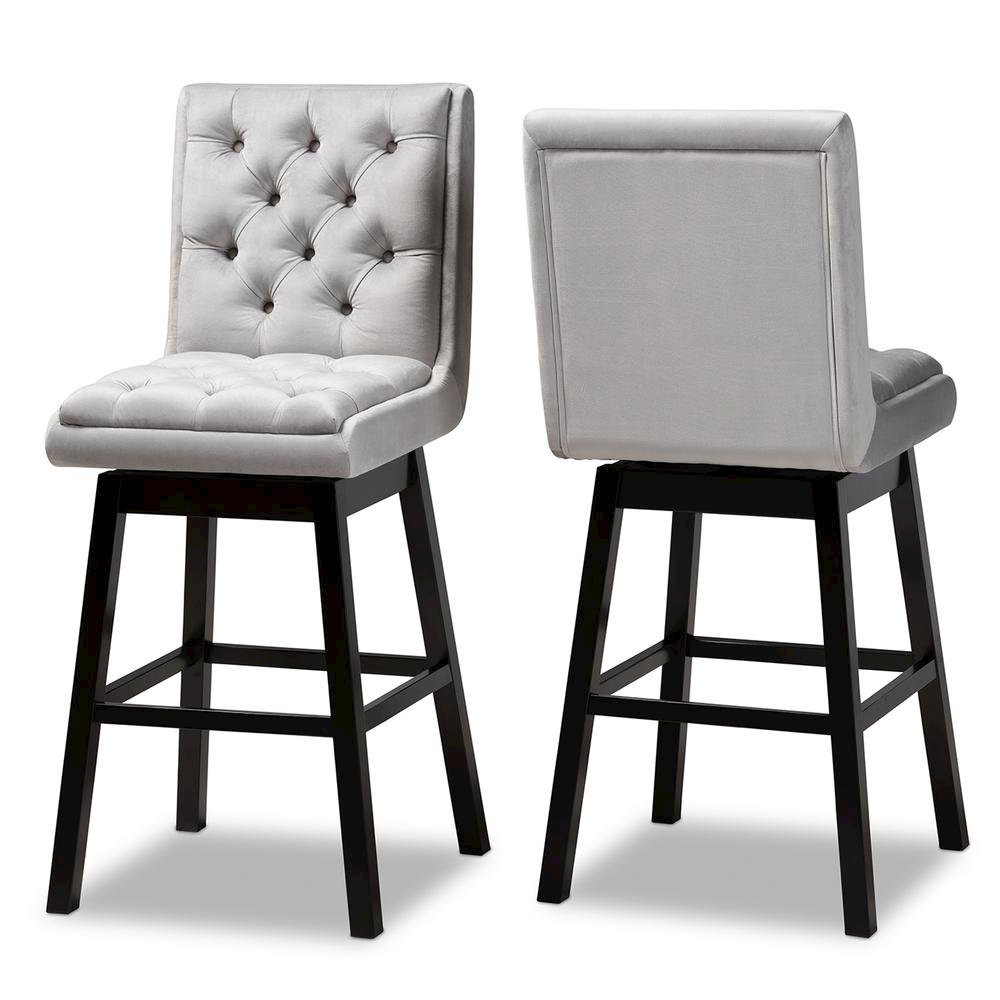 Dark Brown Finished Wood 2-Piece Swivel Bar Stool Set Set. Picture 9