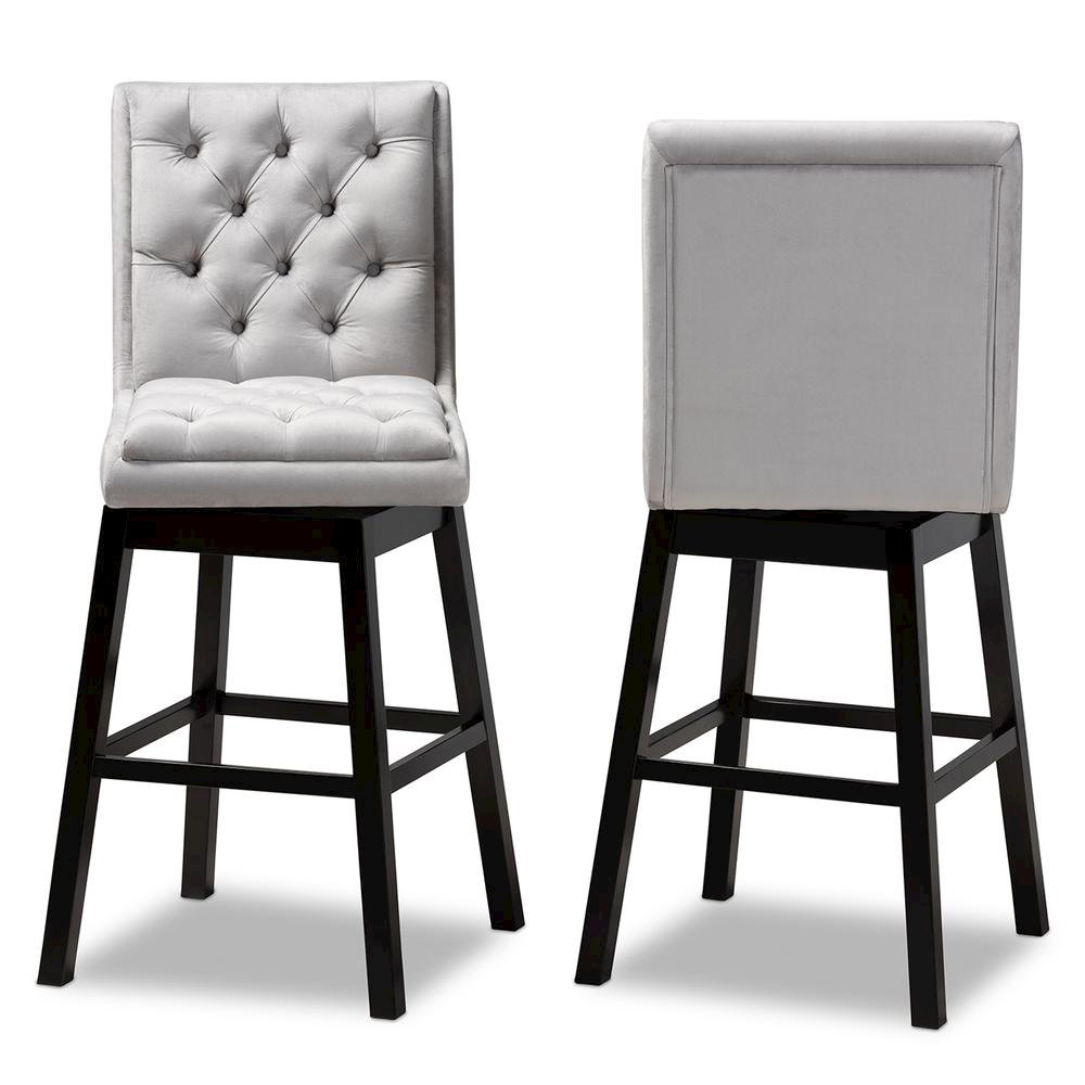 Dark Brown Finished Wood 2-Piece Swivel Bar Stool Set Set. Picture 10