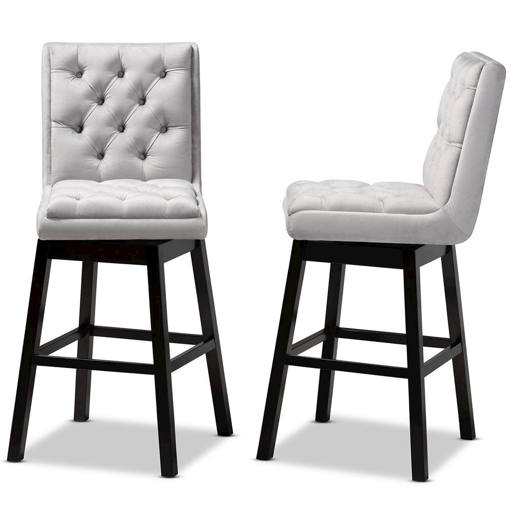 Dark Brown Finished Wood 2-Piece Swivel Bar Stool Set Set. Picture 11