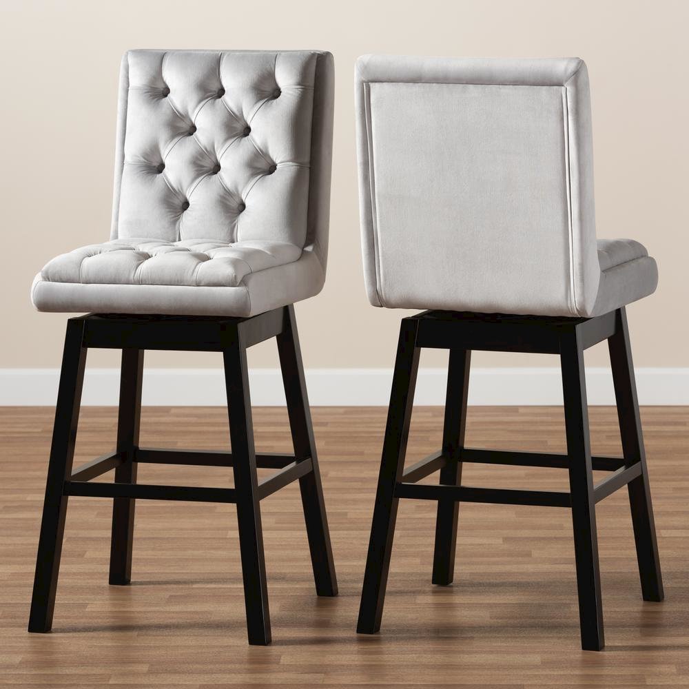 Dark Brown Finished Wood 2-Piece Swivel Bar Stool Set Set. Picture 15