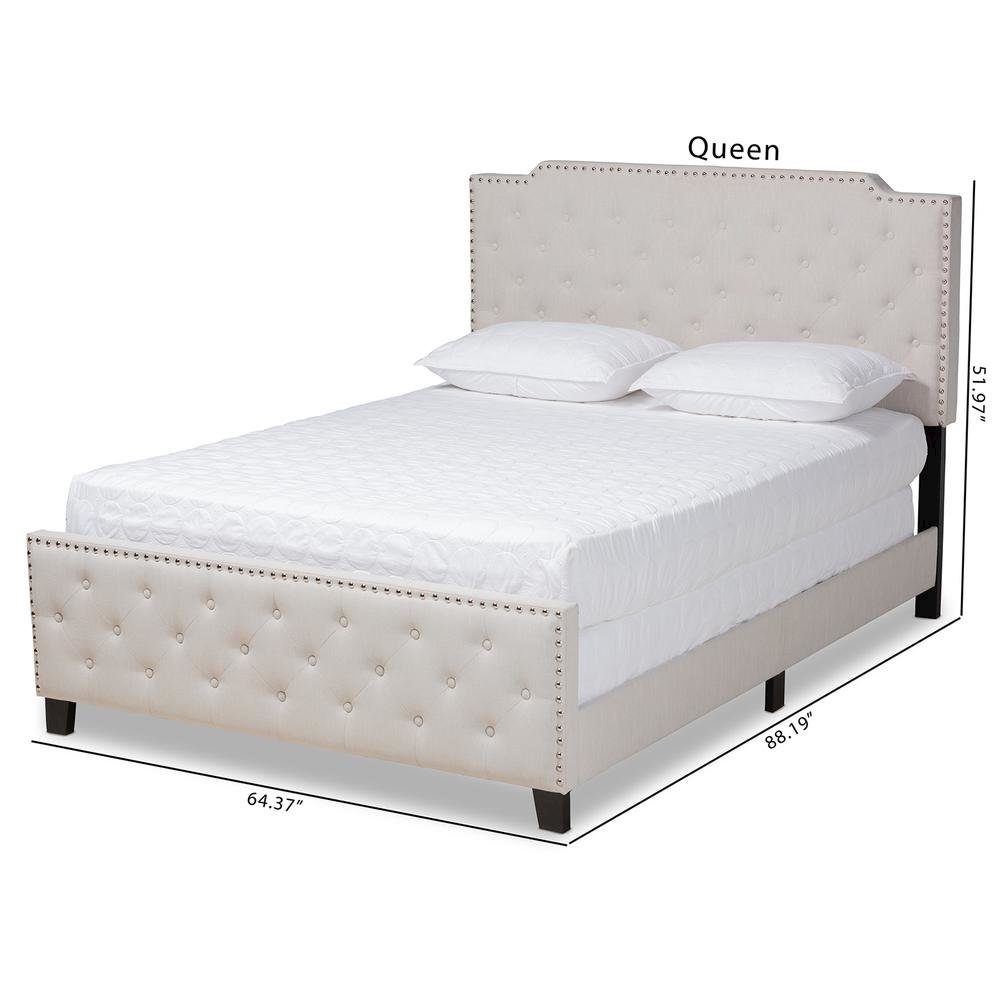 Transitional Beige Fabric Upholstered Button Tufted Full Size Panel Bed. Picture 19