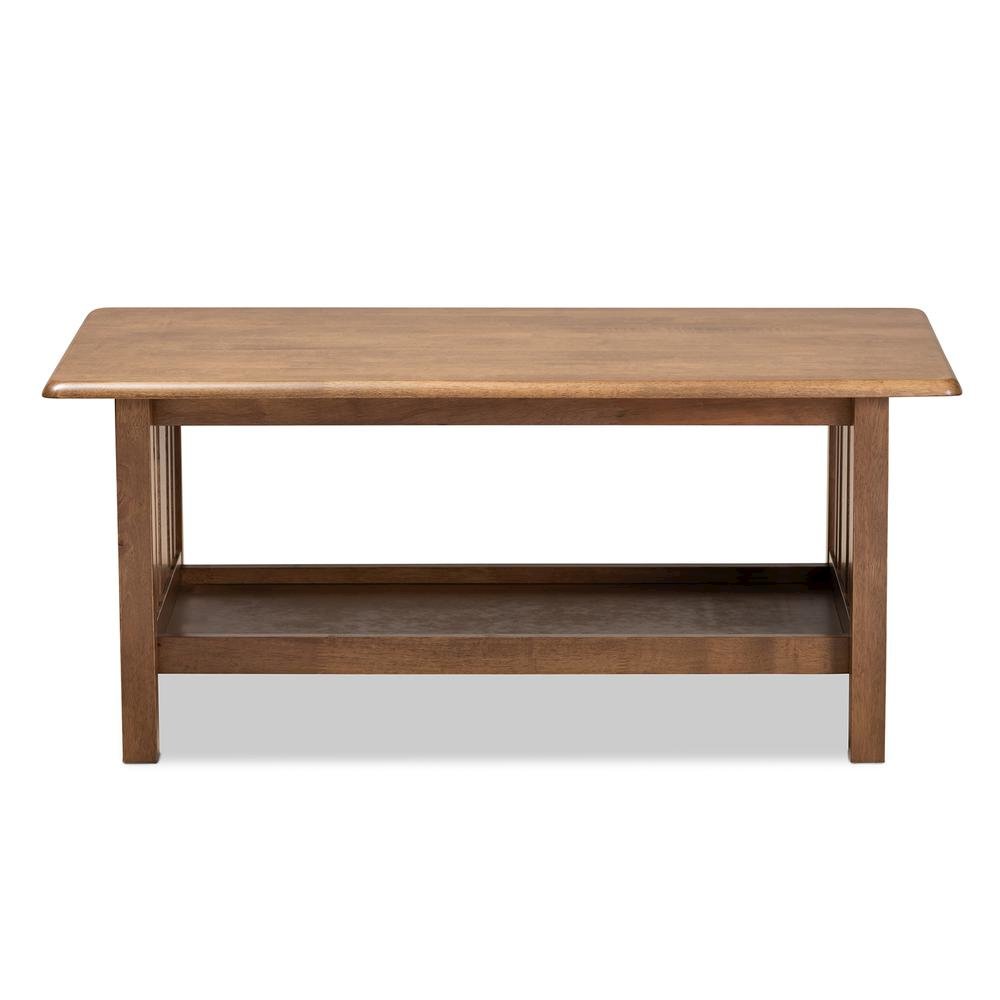 Walnut Brown Finished Rectangular Wood Coffee Table. Picture 2