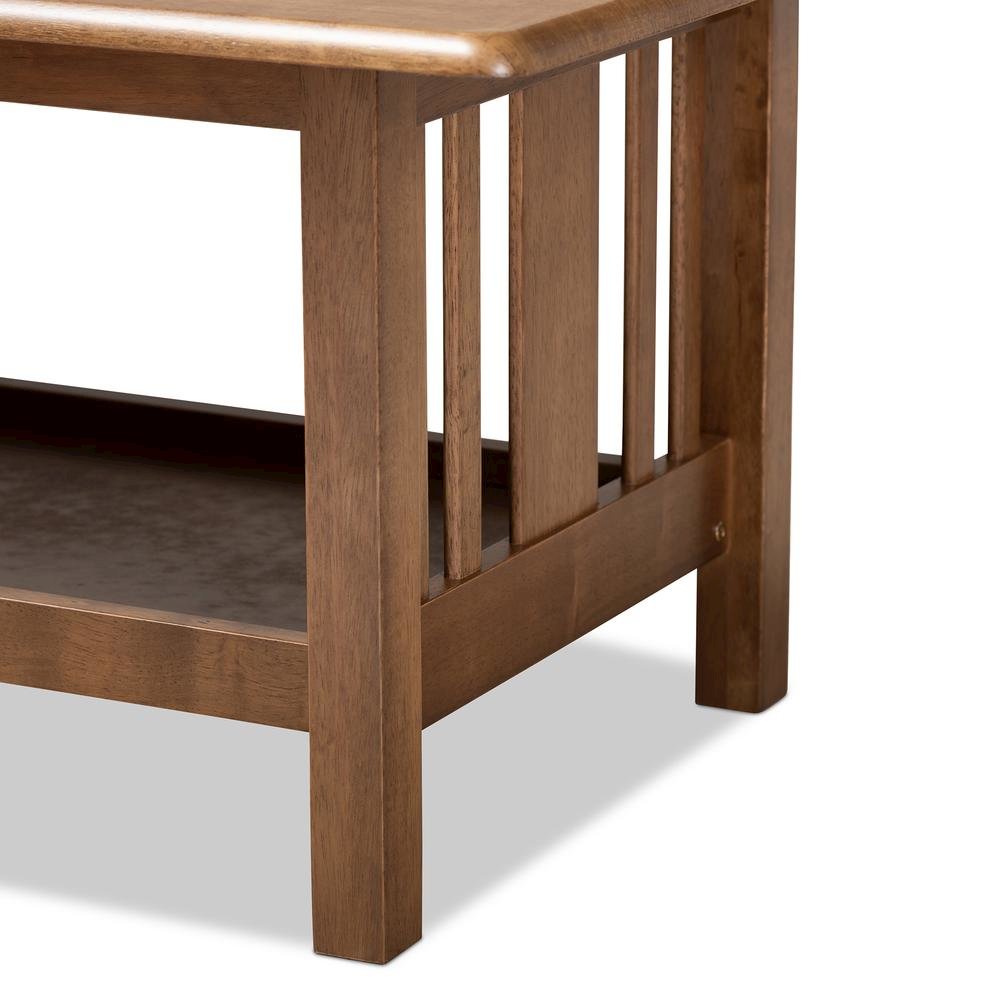 Walnut Brown Finished Rectangular Wood Coffee Table. Picture 4