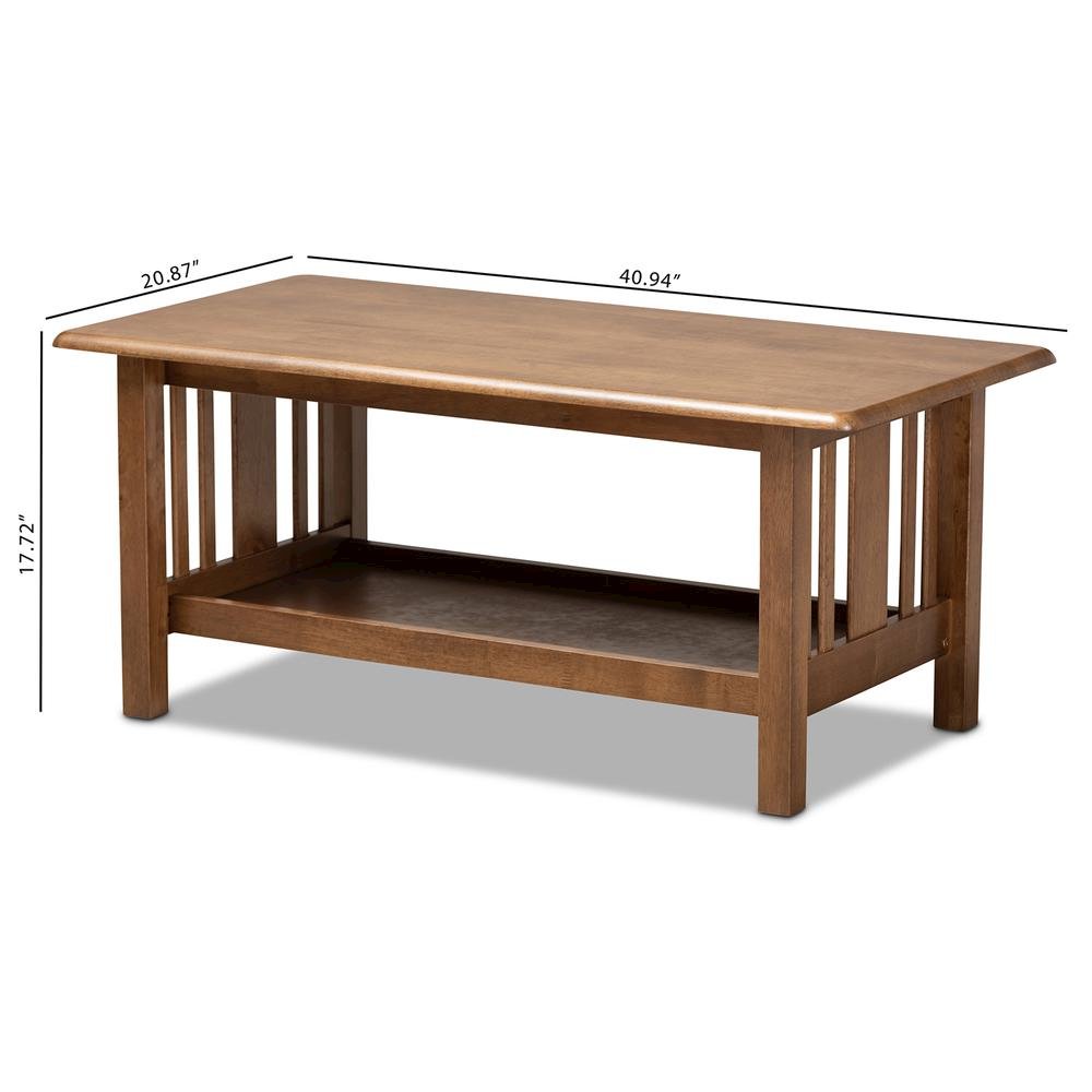 Walnut Brown Finished Rectangular Wood Coffee Table. Picture 5