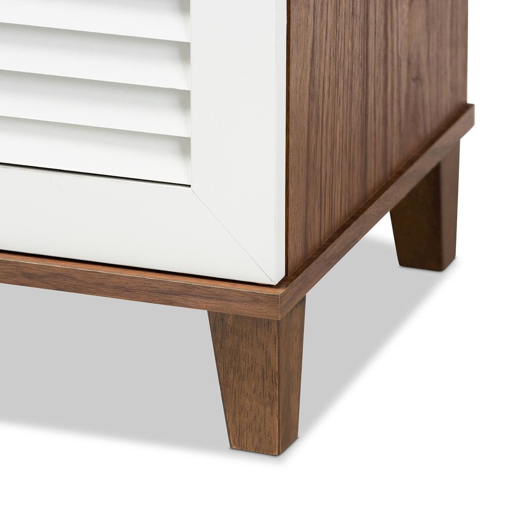 White and Walnut Finished 4-Shelf Wood Shoe Storage Cabinet. Picture 16