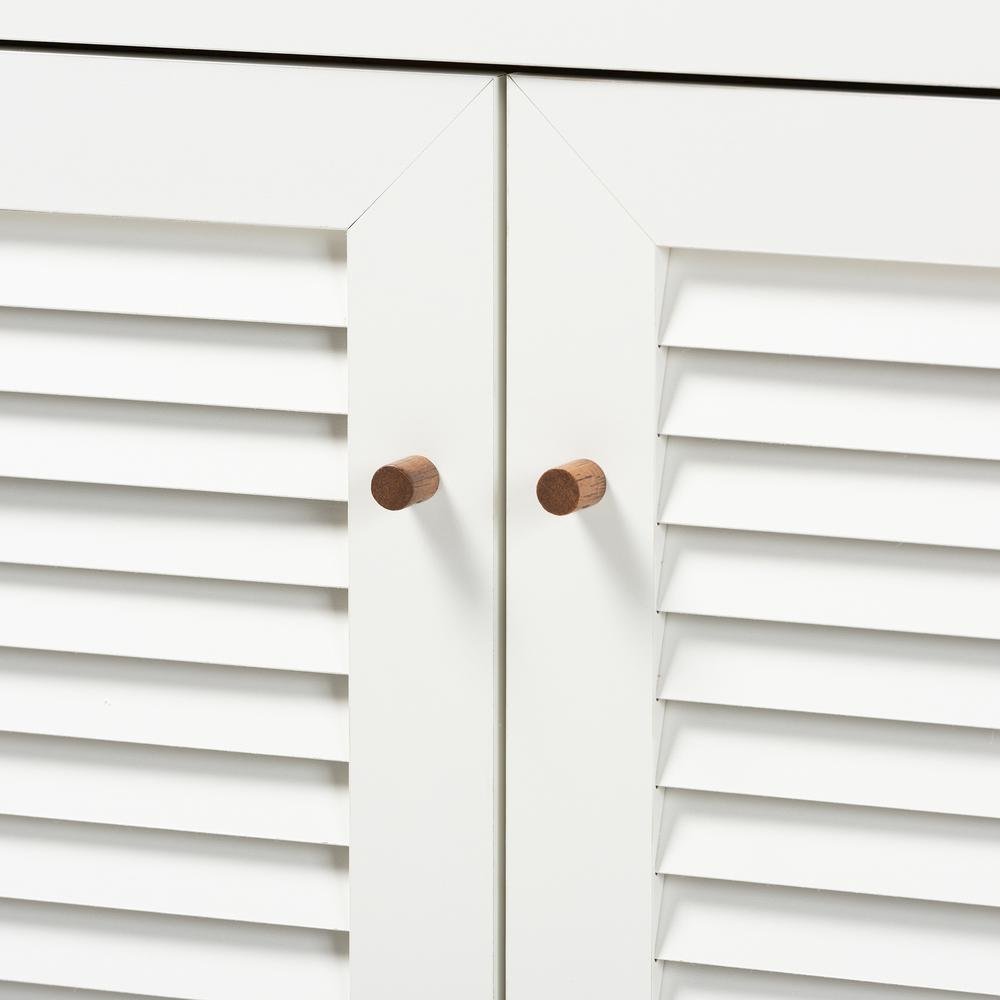 White and Walnut Finished 5-Shelf Wood Shoe Storage Cabinet with Drawer. Picture 15