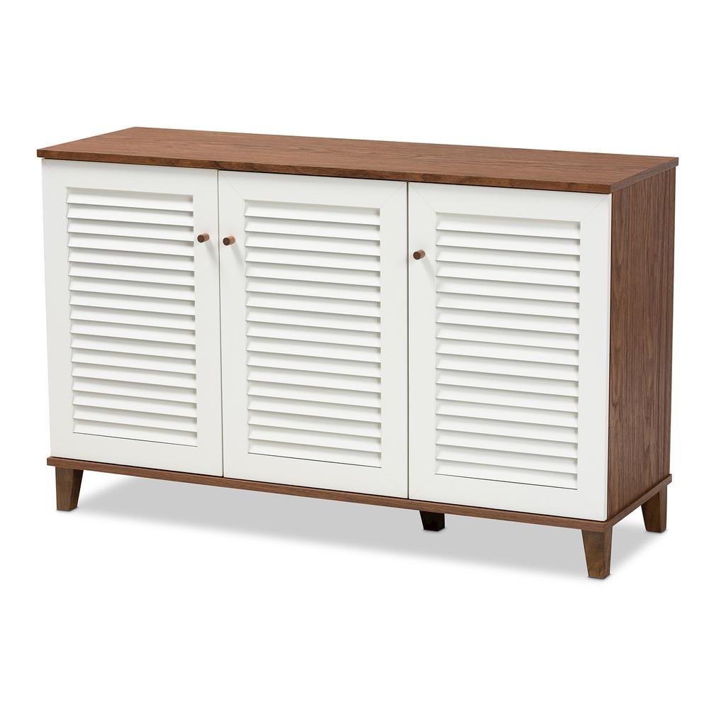 Walnut Finished 8-Shelf Wood Shoe Storage Cabinet. Picture 11