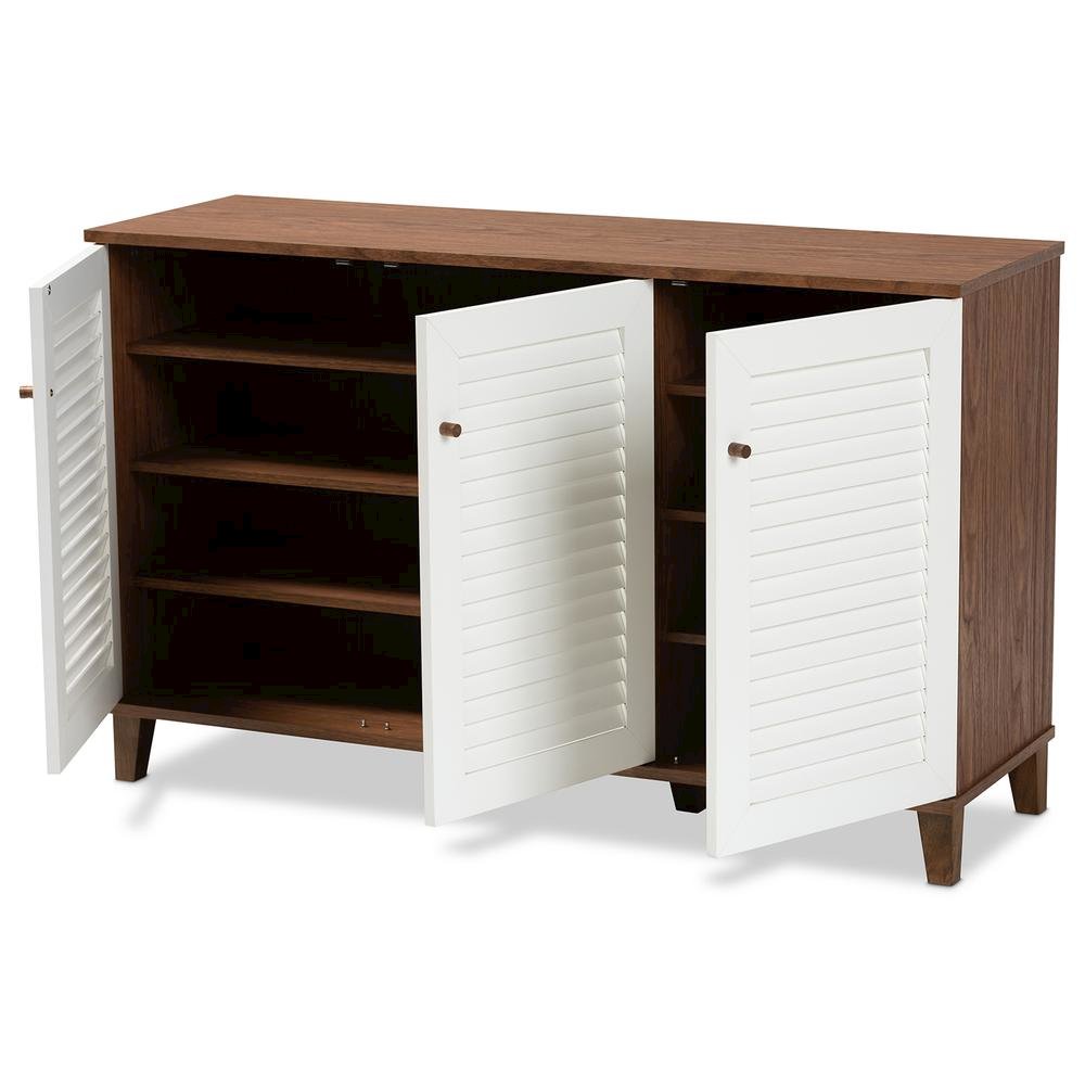 Walnut Finished 8-Shelf Wood Shoe Storage Cabinet. Picture 12