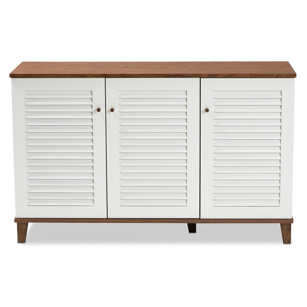 Walnut Finished 8-Shelf Wood Shoe Storage Cabinet. Picture 13