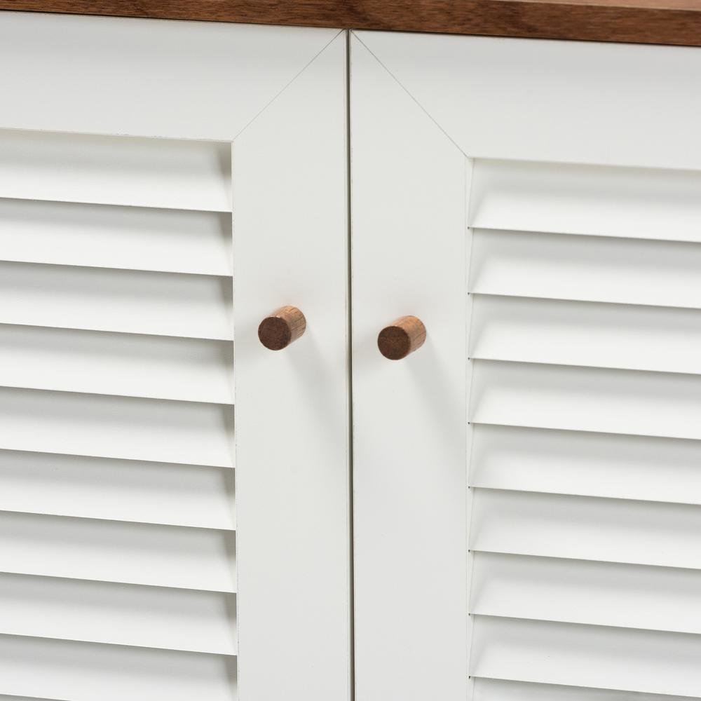 Walnut Finished 8-Shelf Wood Shoe Storage Cabinet. Picture 15