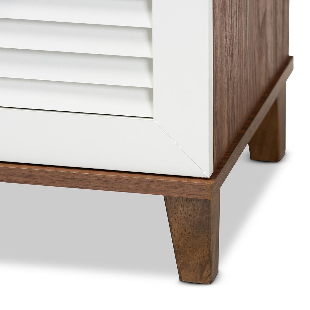 Walnut Finished 8-Shelf Wood Shoe Storage Cabinet. Picture 16