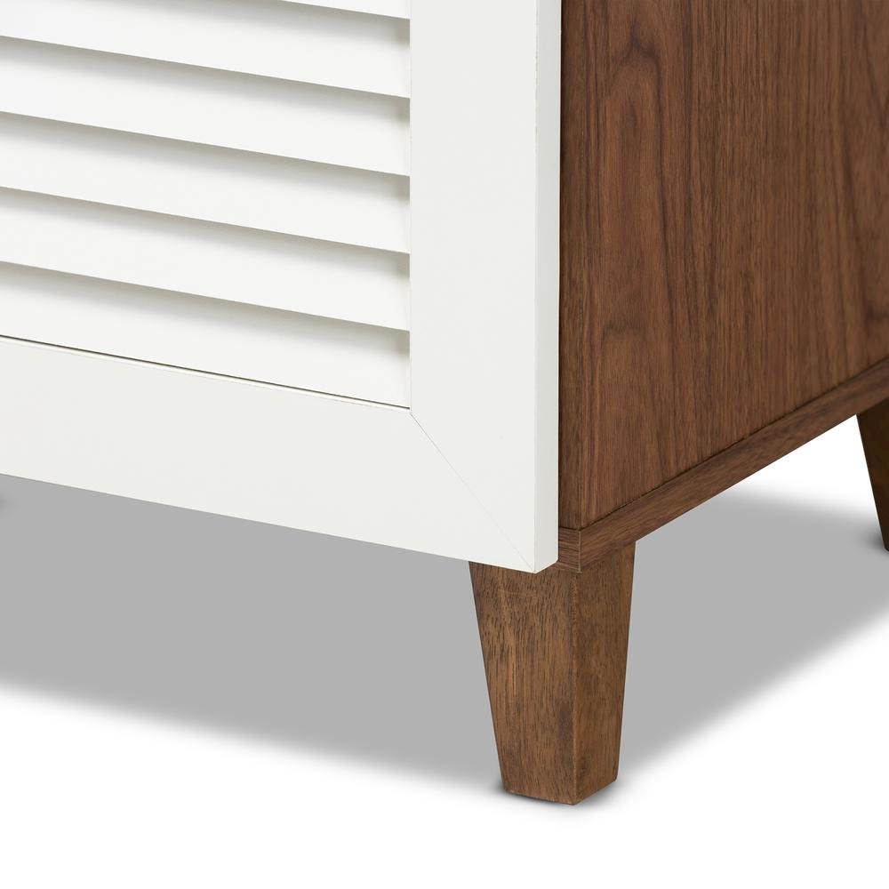 Walnut Finished 11-Shelf Wood Shoe Storage Cabinet with Drawer. Picture 16