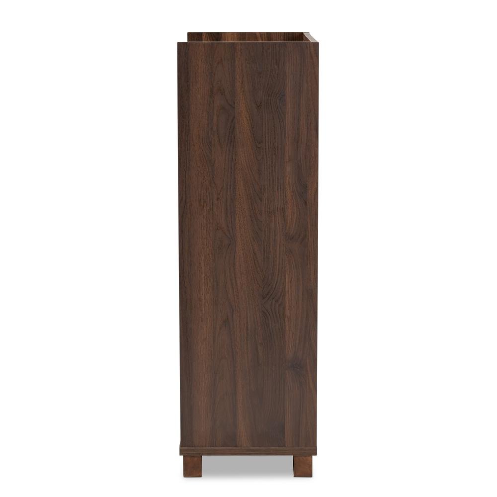 Carrie Transitional Farmhouse Walnut Brown Finished Wood Wine Storage Cabinet. Picture 15