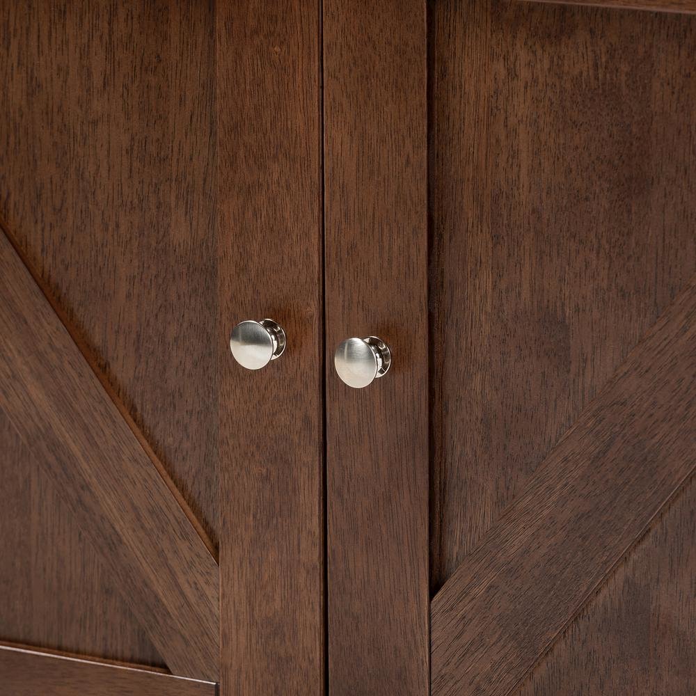 Carrie Transitional Farmhouse Walnut Brown Finished Wood Wine Storage Cabinet. Picture 18