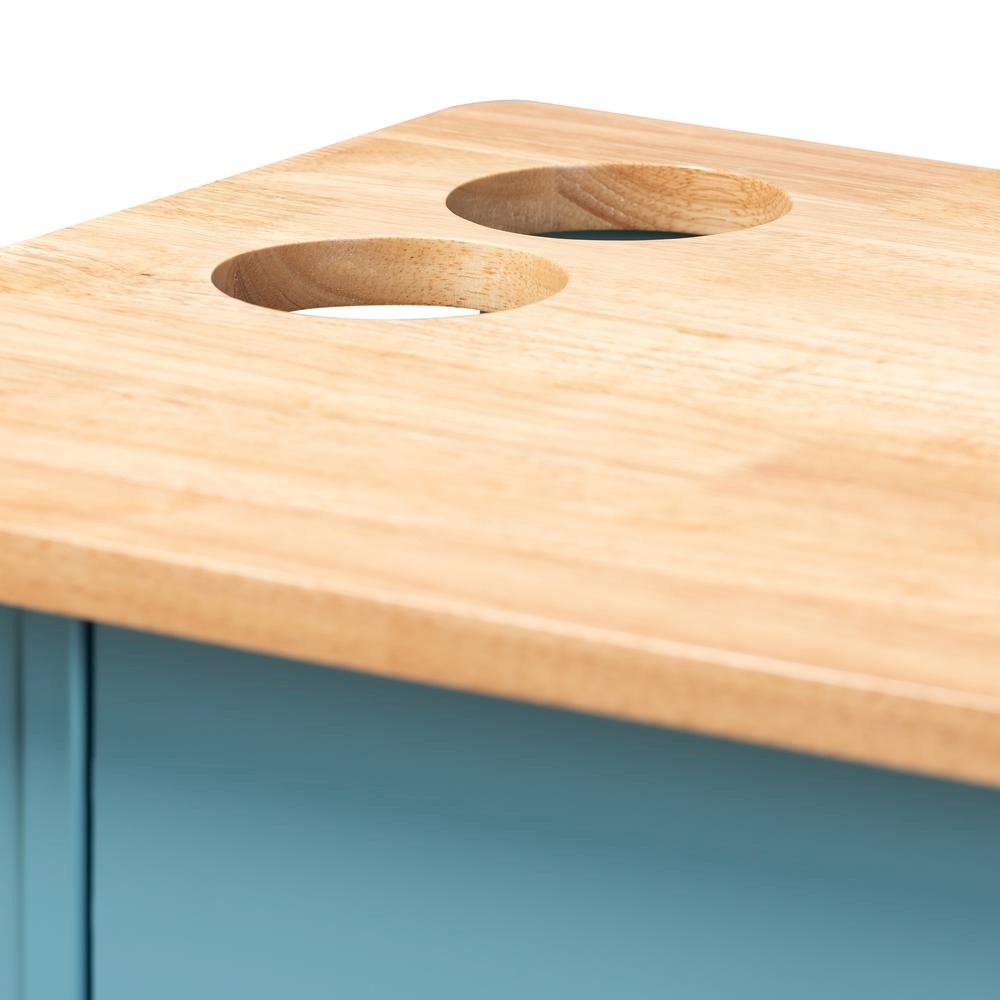 Liona Modern and Contemporary Sky Blue Finished Wood Kitchen Storage Cart. Picture 21