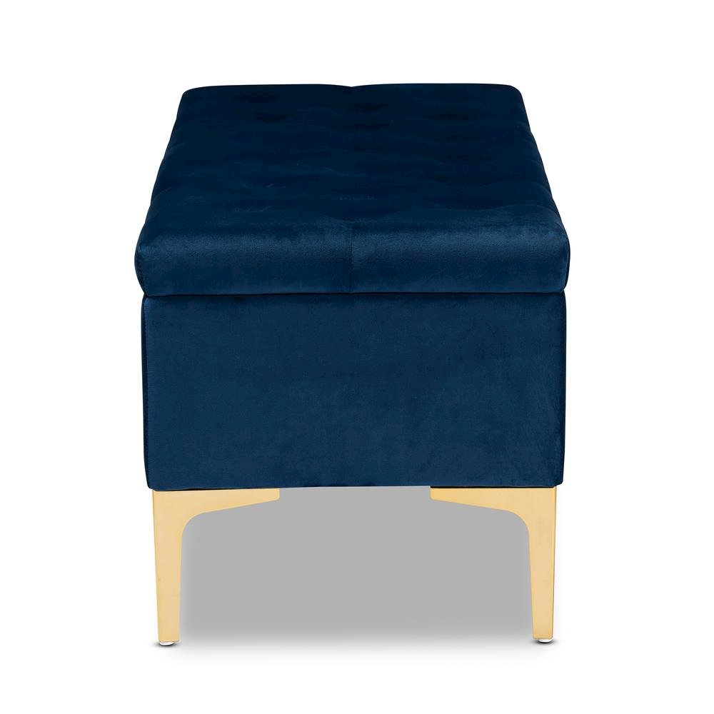 Gold Finished Button Tufted Storage Ottoman. Picture 15
