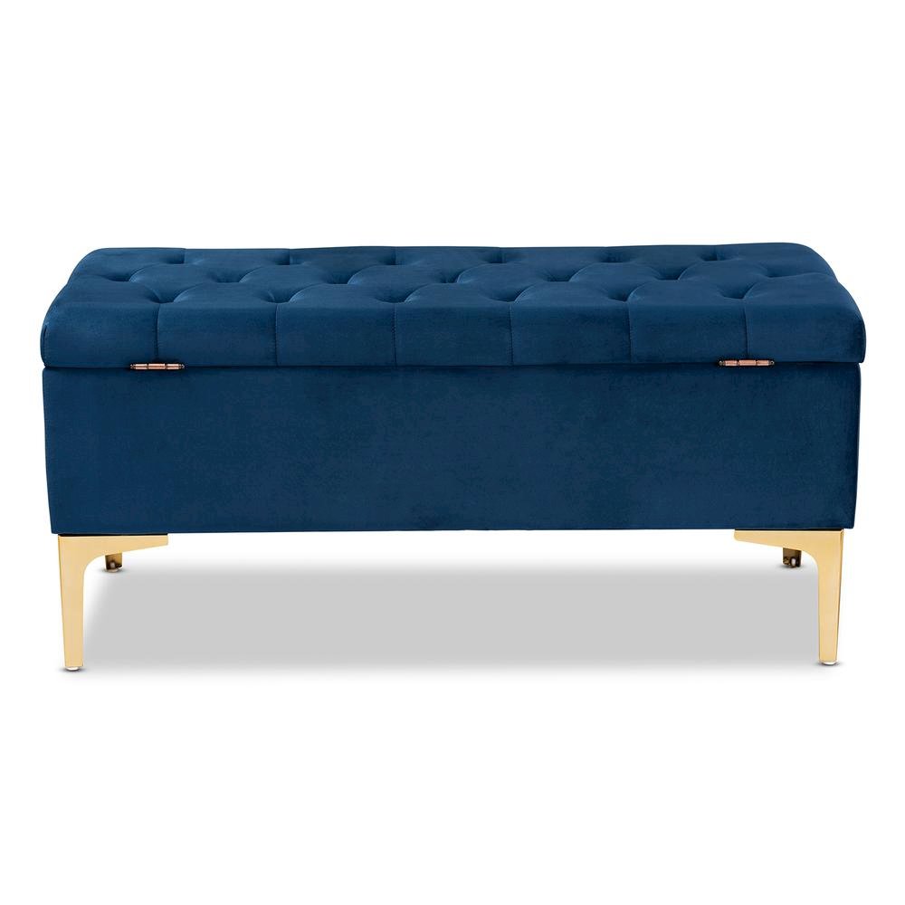 Gold Finished Button Tufted Storage Ottoman. Picture 16