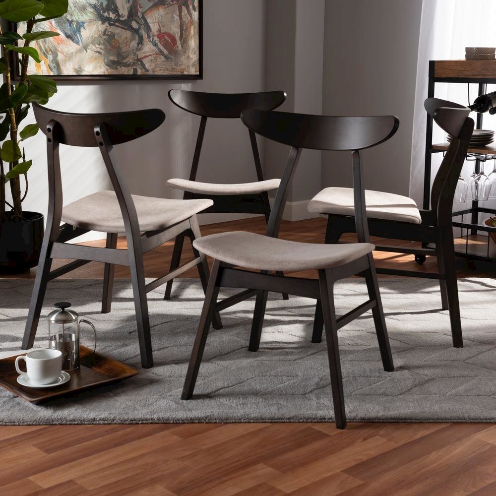 Dark Oak Brown Finished 4-Piece Wood Dining Chair Set Set. Picture 8