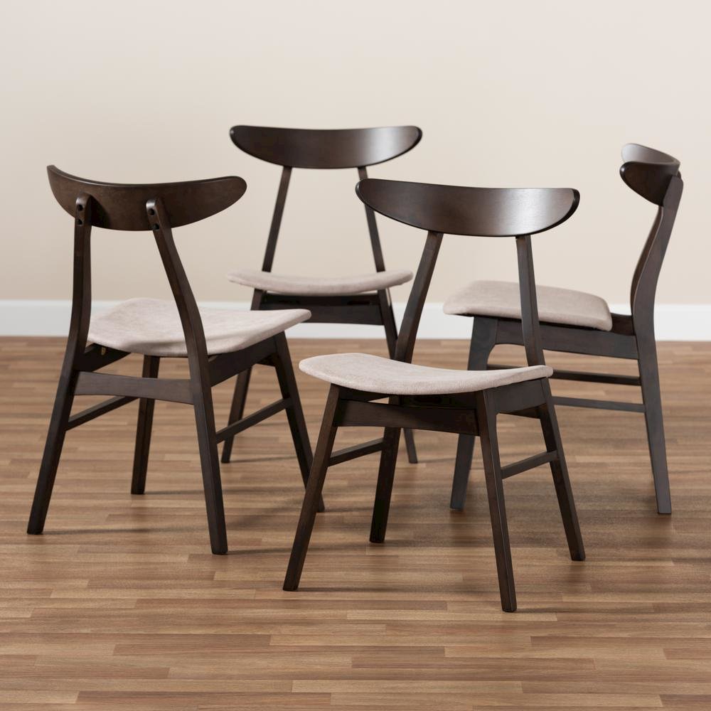 Dark Oak Brown Finished 4-Piece Wood Dining Chair Set Set. Picture 9
