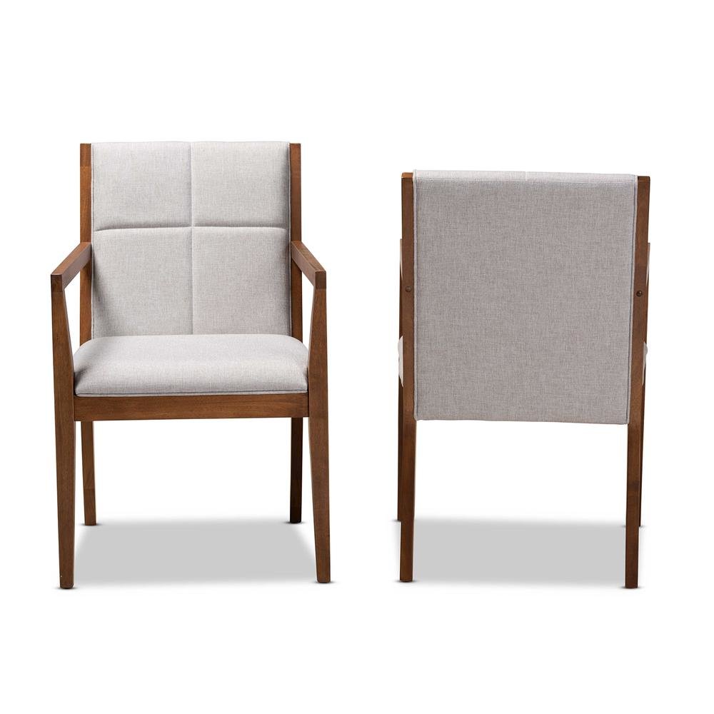 Baxton Studio Theresa Greige and Walnut Effect 2-Piece Chair Set. Picture 11