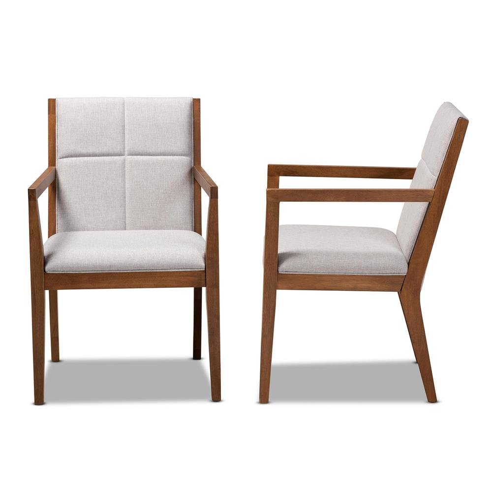Baxton Studio Theresa Greige and Walnut Effect 2-Piece Chair Set. Picture 12