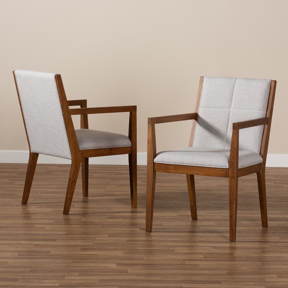 Baxton Studio Theresa Greige and Walnut Effect 2-Piece Chair Set. Picture 17