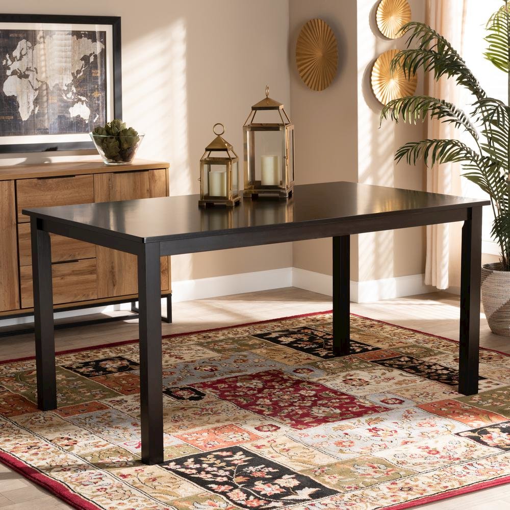 Espresso Brown Finished Rectangular Wood Dining Table. Picture 10