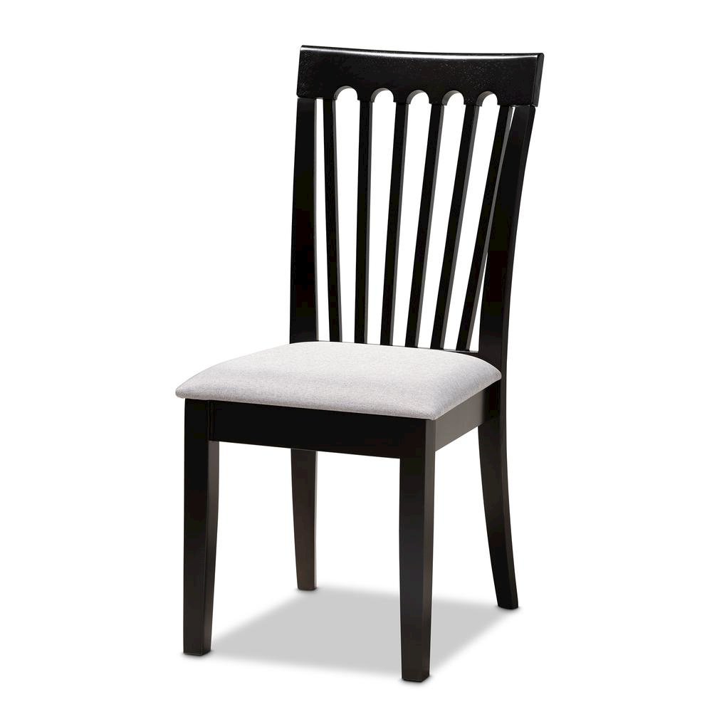 Gray Fabric Upholstered and Espresso Brown Finished Wood 7-Piece Dining Set. Picture 10