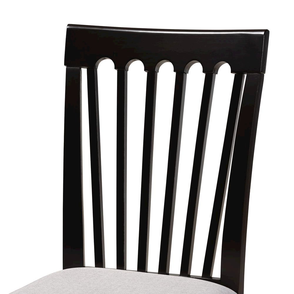 Grey Fabric Upholstered and Dark Brown Finished Wood 7-Piece Dining Set. Picture 14