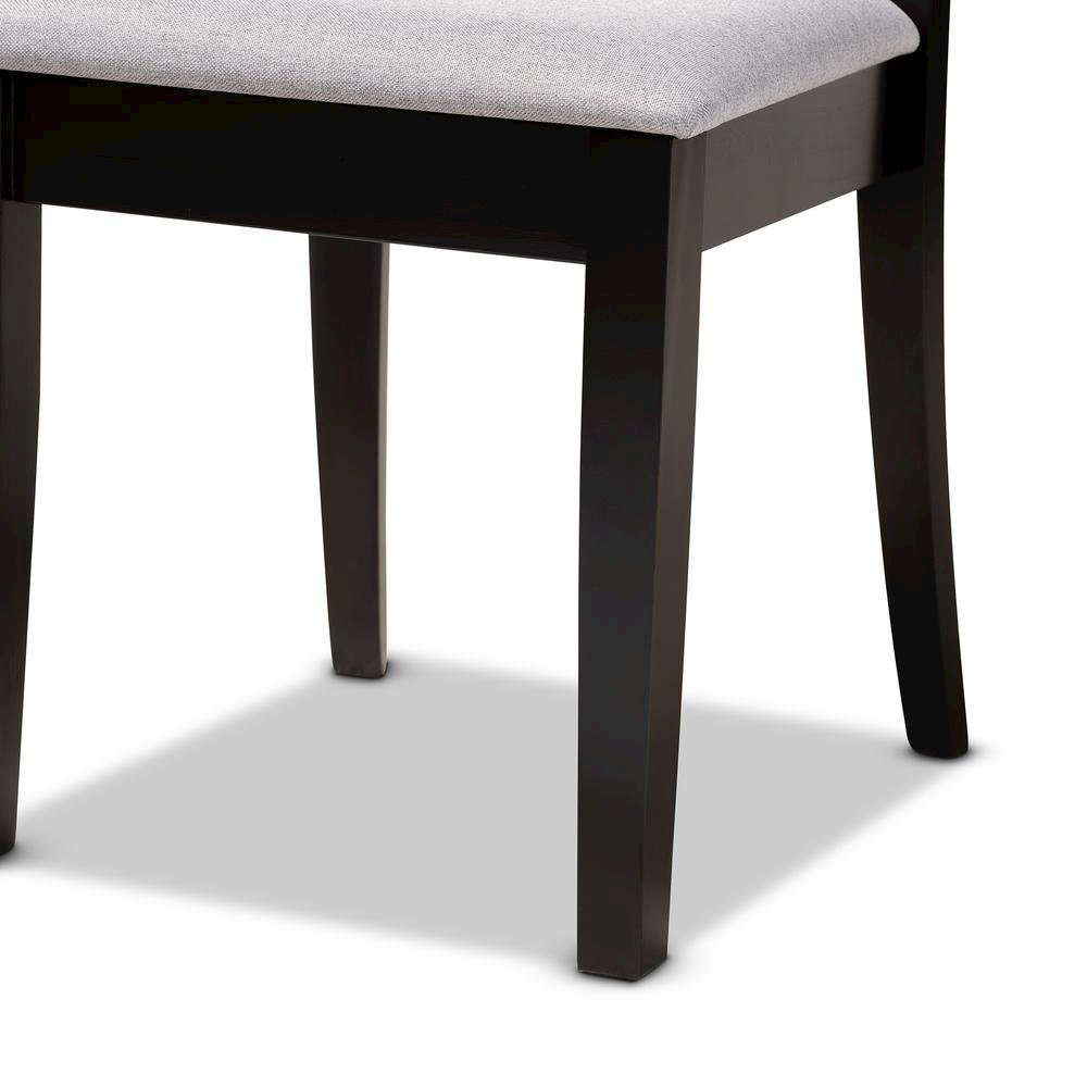 Grey Fabric Upholstered and Dark Brown Finished Wood 7-Piece Dining Set. Picture 15