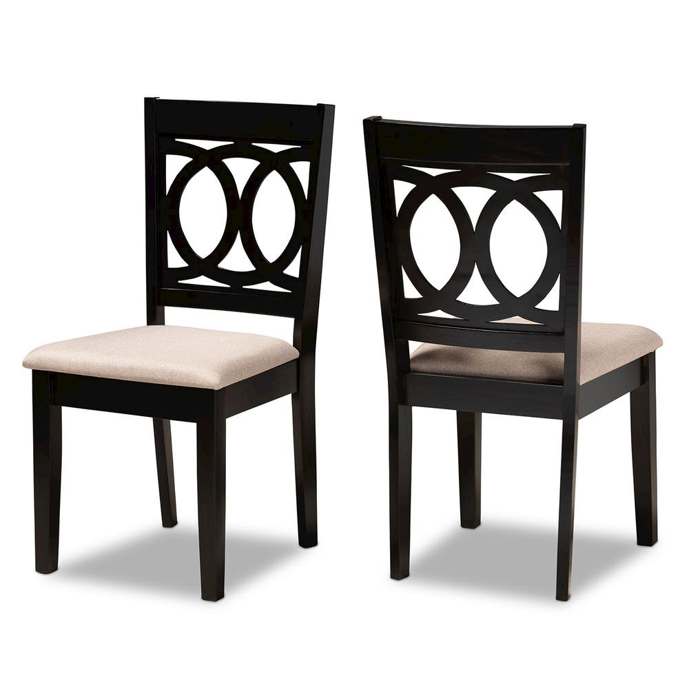 Fabric Upholstered Espresso Brown Finished Wood 2-Piece Dining Chair Set Set. Picture 8