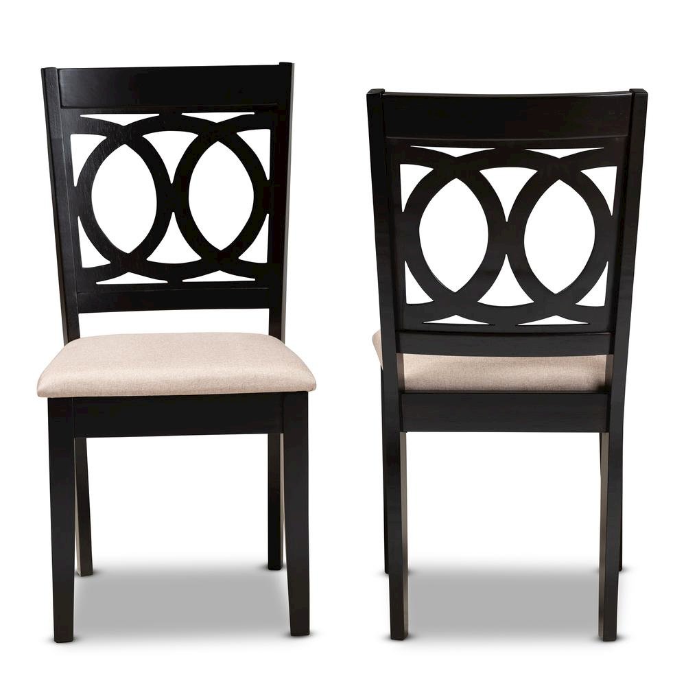 Fabric Upholstered Espresso Brown Finished Wood 2-Piece Dining Chair Set Set. Picture 9