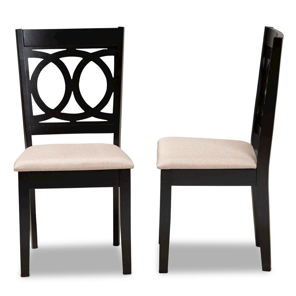 Fabric Upholstered Espresso Brown Finished Wood 2-Piece Dining Chair Set Set. Picture 10