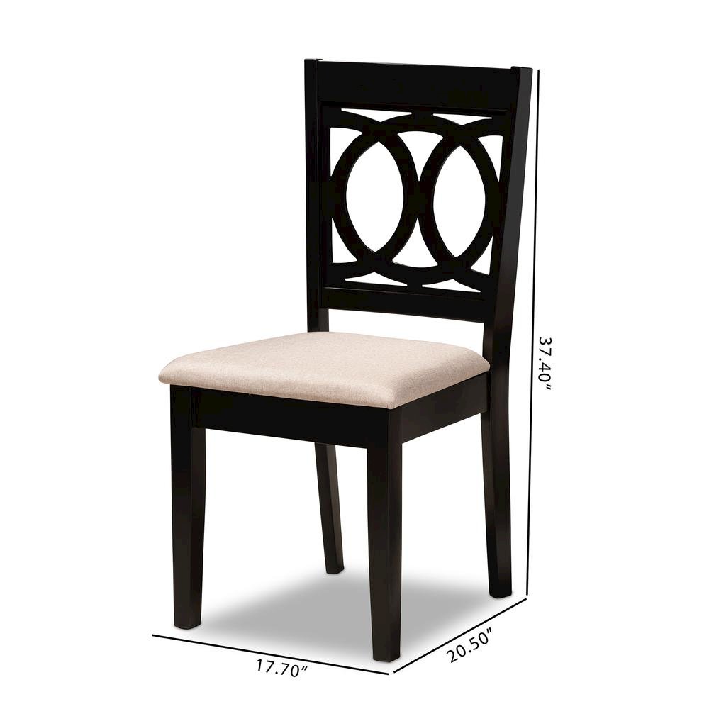 Fabric Upholstered Espresso Brown Finished Wood 2-Piece Dining Chair Set Set. Picture 14